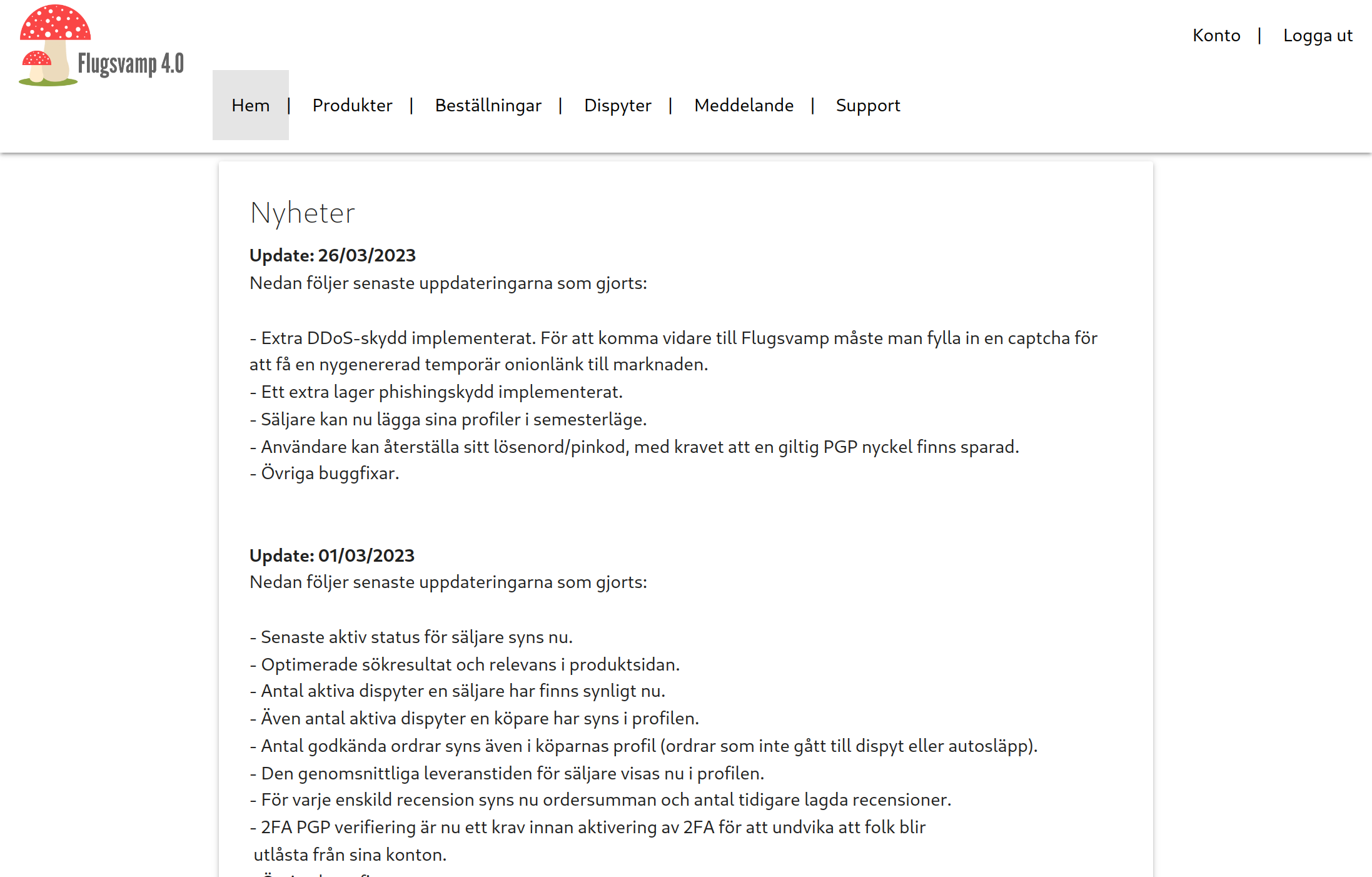 Flugsvamp 4.0 Market Landing Page